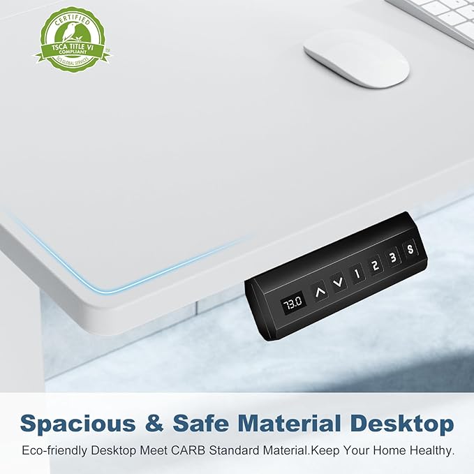 DUMOS 63 Inch Electric Standing Desk Height Adjustable, Sit to Stand Computer Workstations Large Work PC Table Home Office Writing Gaming Desks with Memory Presets for Walking Pad, Bedroom, White