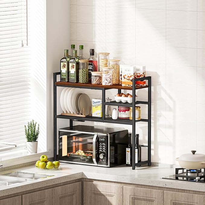 Snughome 31.9" Desk Shelf, Desktop Organizer Shelf, Desk Hutch Dorm, 3-Tier Desk Display Rack, Desktop Bookshelf, Multipurpose Wood Desk Organizer Storage Rack for Home Office Dorm