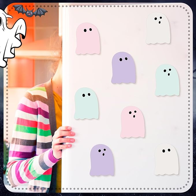 Zhanmai 1200 Pcs Halloween Ghost Sticky Notes Self-Adhesive Halloween Cute Note Pads Removable Ghost Memo Notes for School Office Home Students Teachers Present