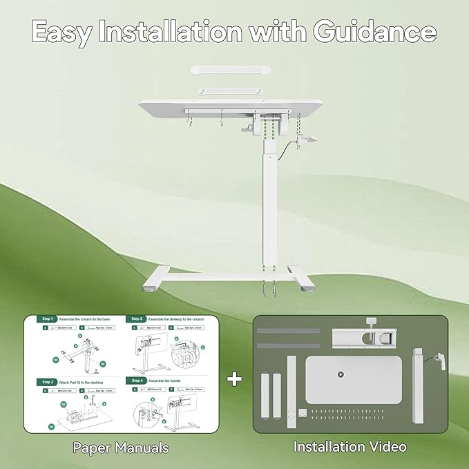 Rolling Laptop Desk, 180° Tiltable Mobile Standing Desk Height Adjustable, Overbed Bedside Table, 32inch Portable Computer Desk with Lockable Wheels, Foldable Cart for Home Office, White