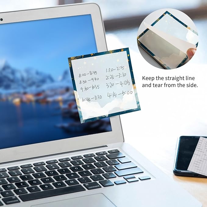 Sticky Notes 3x3 Inches, Cute Self-Stick Notes Bright Funny Sticky Note, Easy to Post for Home, Office, Notebook Cute Blue Sky Cloud