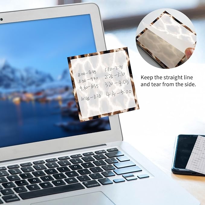 Sticky Notes 3x3 Inches, Cute Self-Stick Notes Bright Funny Sticky Note, Easy to Post for Home, Office, Notebook Cute Classic Brown Leopard