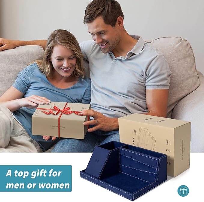 Desk Organizer with Charging Station, Nightstand Organizer Phone Docking Station, Men Gift Husband Wife Anniversary Dad Birthday Nightstand Purse Father Graduation Male Travel Idea Gadgets