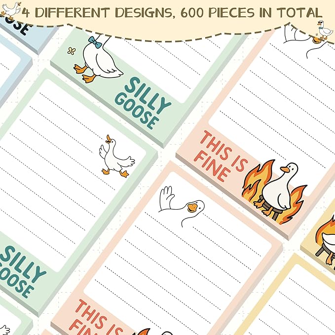 Goose Sticky Notes Gifts – 12 Pads Silly Office Gifts for Coworkers, Funny Post It Notes, 600 Sheets 3.6 x 2.4 Inch Novelty Silly Notepads, Goose Self-Stick Memo Pads for Office, School, Desktop