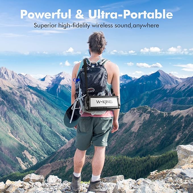 W-KING 90W Max Bluetooth Speaker, IPX6 Waterproof Portable Speakers Wireless Bluetooth, 50W Deep Bass Loud Outdoor Speaker with 40H Playtime/Stereo Pairing/TF Card/AUX/NFC for Home Party,Camping,Beach