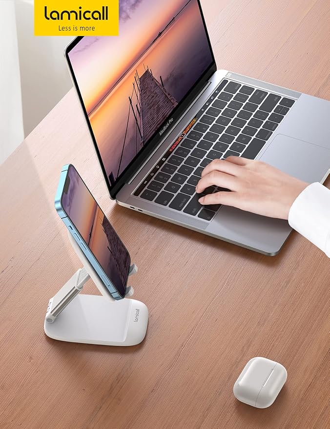 Lamicall White Cellphone Stand, Xmax Gift for Men Women Mother Father Girls Boys Coworkers, Desk Accessories, Telephone Stands, Workspace Organizersf, Gifts for Christmas