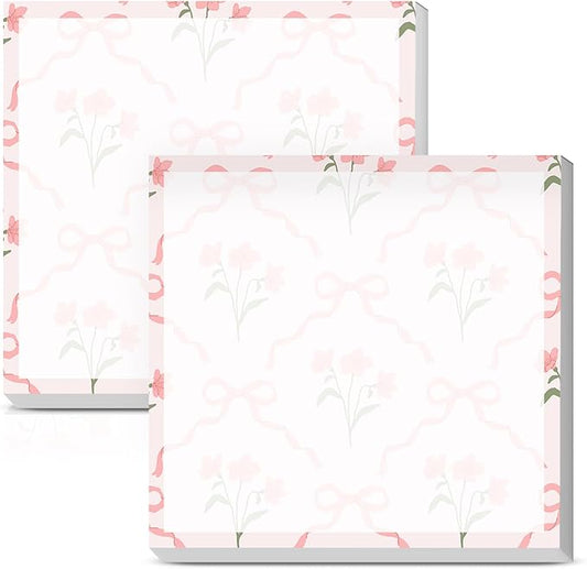 Sticky Notes 3x3 Inches, Cute Self-Stick Notes Bright Funny Sticky Note, Easy to Post for Home, Office, Notebook Cute Pink Flower