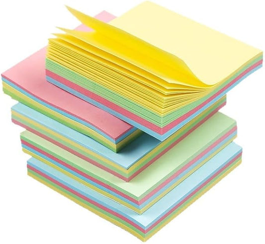 Sticky Notes 3x3 Inches,6 Color Self-Stick Note Pads, 600 Sheets Total, Sticky Note for Office, School, Home and Notebooks (Color Glue Style)
