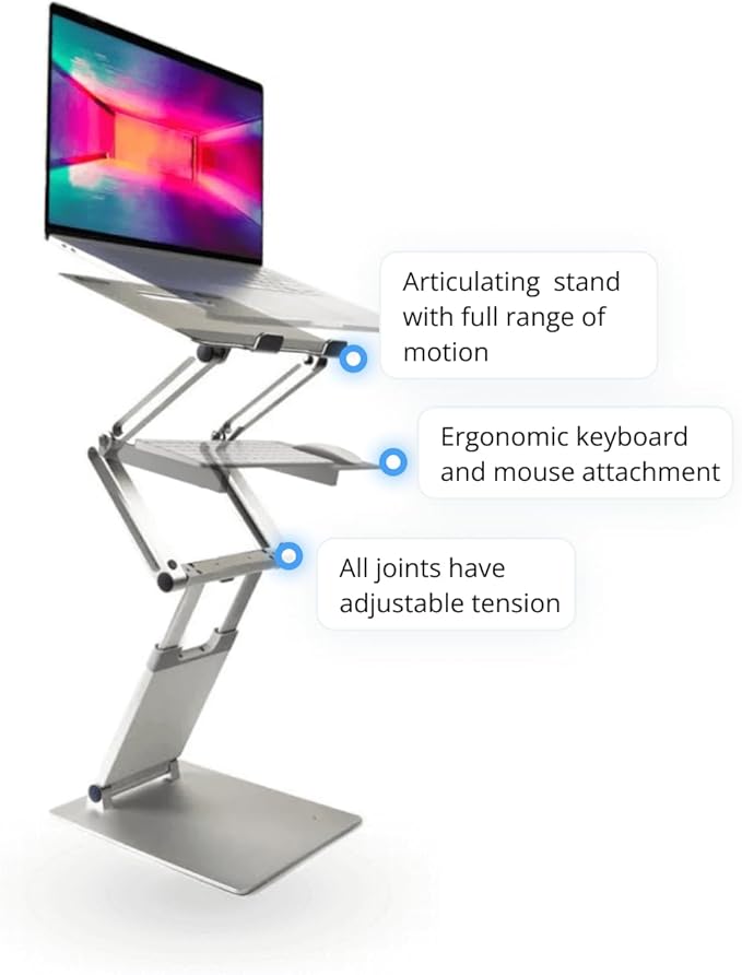 Portable Standing Desk Converter | Adjustable Laptop Riser, Portable Standing Desk with Keyboard & Mouse Attachment, Adjustable Computer iPad Riser | Stand for All Laptops up to 17"