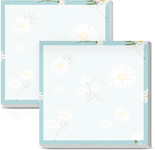 Sticky Notes 3x3 Inches, Cute Self-Stick Notes Bright Funny Sticky Note, Easy to Post for Home, Office, Notebook Cute Blue White Flower