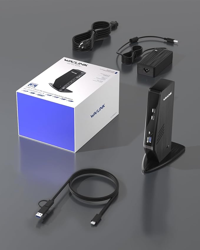 WAVLINK USB C Docking Station Dual Monitor, Dual 5K/4K@60Hz Displaylink Docking Station for M1/M2/M3/M4 Mac or Windows, 13-in-1 Laptop Dock with 2X HDMI, 2X DP, 130WPD, Gigabit Ethernet, 5X USB, Audio