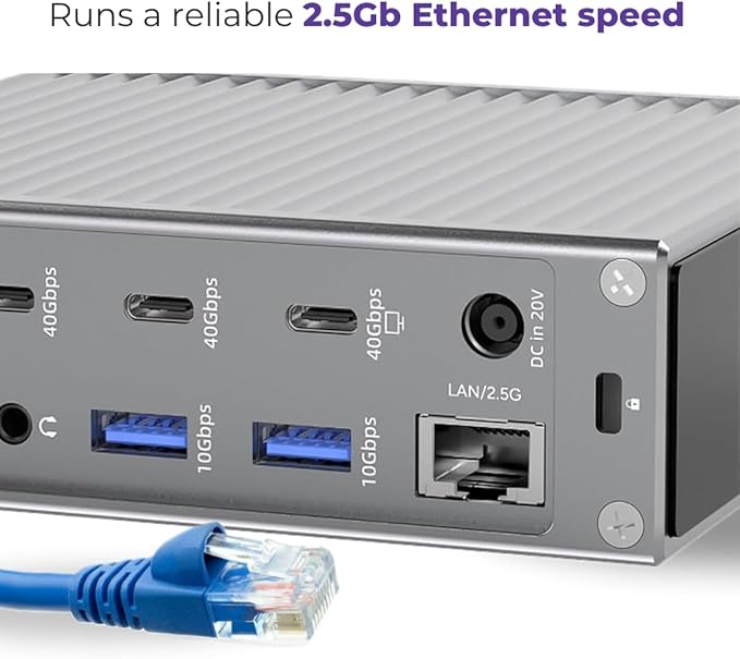 Thunderbolt 4 Dock – 21-Ports Laptop Docking Station Dual Monitor for MacBook Air/Pro (M1–M4), Windows & Chrome – Dual 4K or Single 8K Display, 40Gbps Speed, 90W Charging, USB-C/A Hub