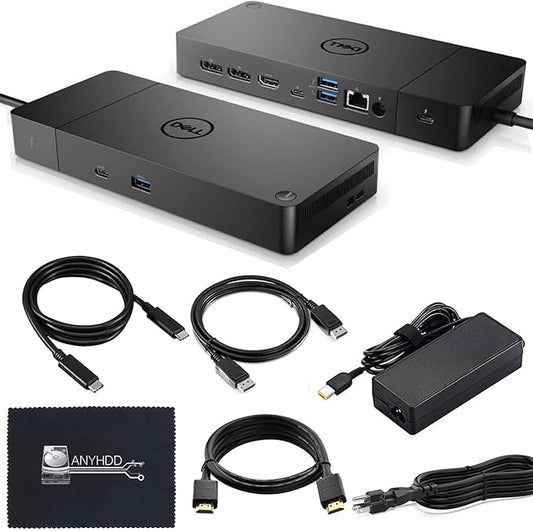 Dell WD19TBS Thunderbolt Docking Station with 180W AC Power Adapter (130W Power Delivery) + HDMI Cable + DisplayPort Cable + Thunderbolt Cable + Microfiber Cloth Included