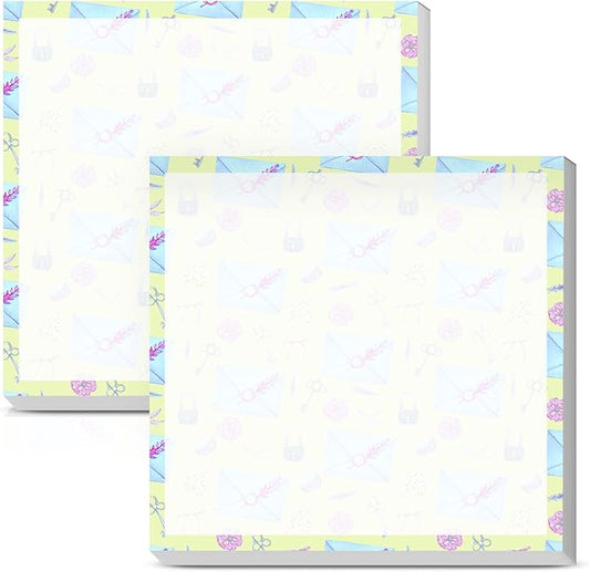 Sticky Notes 3x3 Inches, Cute Self-Stick Notes Bright Funny Sticky Note, Easy to Post for Home, Office, Notebook Cute Blue Envelope Pattern