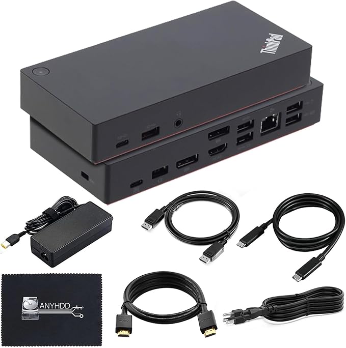 Lenovo 40AS0090US Thinkpad Docking Station Gen 2 - Supports 4K Display, 1 Year Warranty, Lenovo Docking Station with 90W Adapter, HDMI, USB-C, DisplayPort Cables - USB-C Thunderbolt 3 Dock (Renewed)