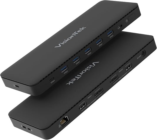 VisionTek VT4600DL Universal Dual 4K Docking Station 100W Charging (USB-A, USB-C)