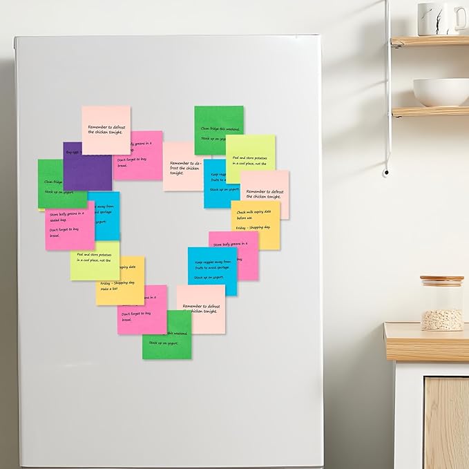 Sticky Notes 3x3 Inch, 8 Pads, 800 Sheets, 8 Bright Colors Sticky Note Pad, Bulk Self-Stick Pads, Home Office School Supplies, Clean Removal, Recyclable, Easy to Post for Notebook, 100 Sheets/Pad