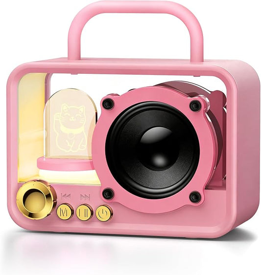 Portable Bluetooth Speaker with RGB Lights, Stereo Sound Punchy Bass, Mini Wireless Bluetooth Speaker, Cute Fashion Style for Kitchen Desk Bedroom Office Party Outdoor, Birthday Gifts