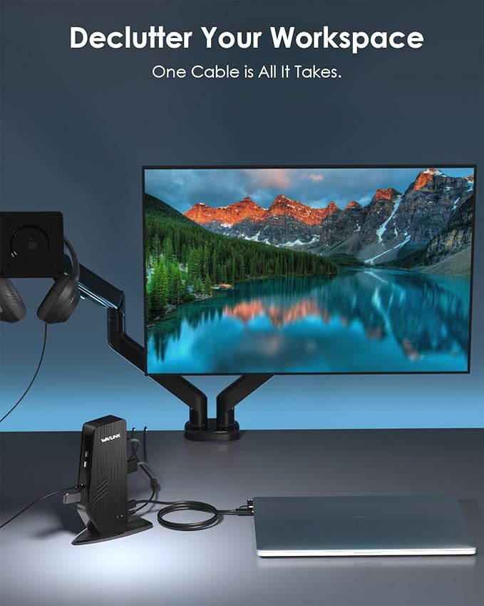 WAVLINK USB C Docking Station Dual Monitor, Dual 5K/4K@60Hz Displaylink Docking Station for M1/M2/M3/M4 Mac or Windows, 13-in-1 Laptop Dock with 2X HDMI, 2X DP, 130WPD, Gigabit Ethernet, 5X USB, Audio