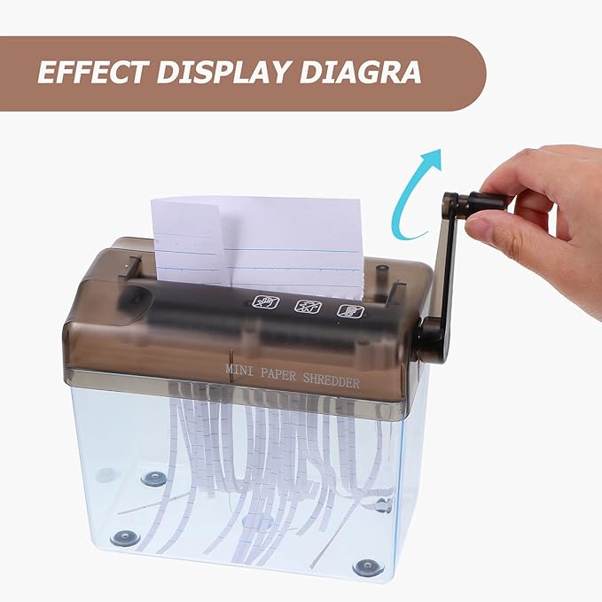Mini Manual Hand Paper Shredder A4 Desktop Strip Cutter Portable Document Cutter for Home Office Use Black