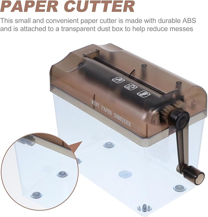 Mini Manual Hand Paper Shredder A4 Desktop Strip Cutter Portable Document Cutter for Home Office Use Black