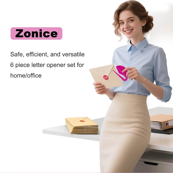 6 Pack Letter Opener Envelope Slitter – Envelope Opener for Women Men,Office Worker,Graduate Students,Home,Office,Postal.Mail Opener with Safety Concealed Sharp Blade Neatly Opened Without Damage