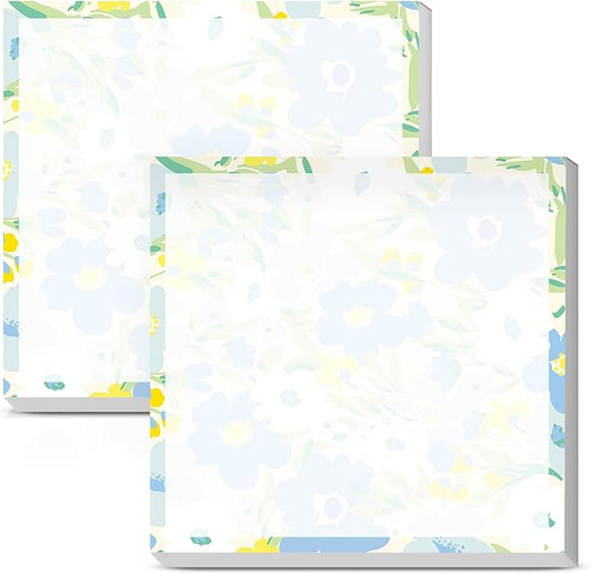 Sticky Notes 3x3 Inches, Cute Self-Stick Notes Bright Funny Sticky Note, Easy to Post for Home, Office, Notebook Cute Blue Yellow Floral