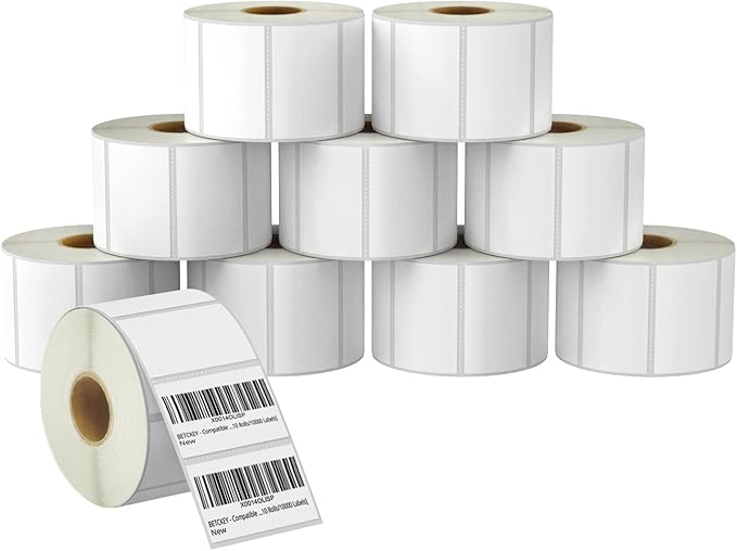 BETCKEY - 2.25" x 1.25" (57 mm x 32 mm) UPC Barcode & Multipurpose Labels Compatible with Zebra & Rollo Label Printer,Premium Adhesive & Perforated [10 Rolls, 10000 Labels]