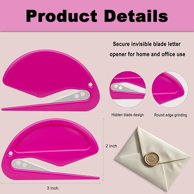 6 Pack Letter Opener Envelope Slitter – Envelope Opener for Women Men,Office Worker,Graduate Students,Home,Office,Postal.Mail Opener with Safety Concealed Sharp Blade Neatly Opened Without Damage