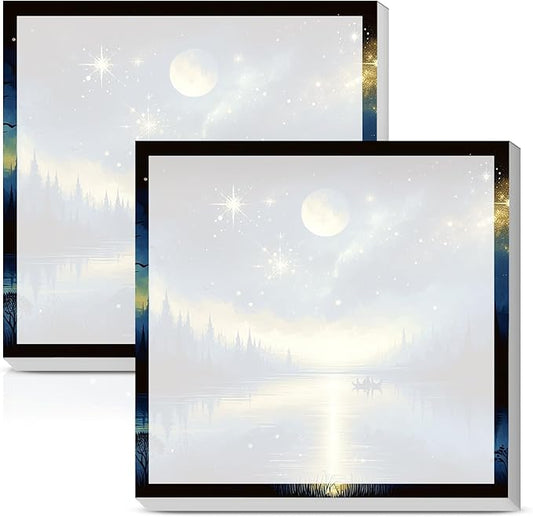 Sticky Notes 3x3 Inches, Cute Self-Stick Notes Bright Funny Sticky Note, Easy to Post for Home, Office, Notebook Night Lake Reflection Print