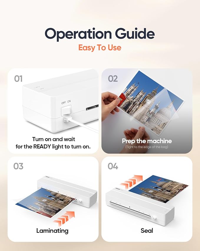 Laminator Machine, 9-Inch Thermal Laminator, Quick 4-Min Warm-Up, Jam-Free Technology, Portable Compact Design for Letter Size Sheets, Ideal for Home, Office & School Use