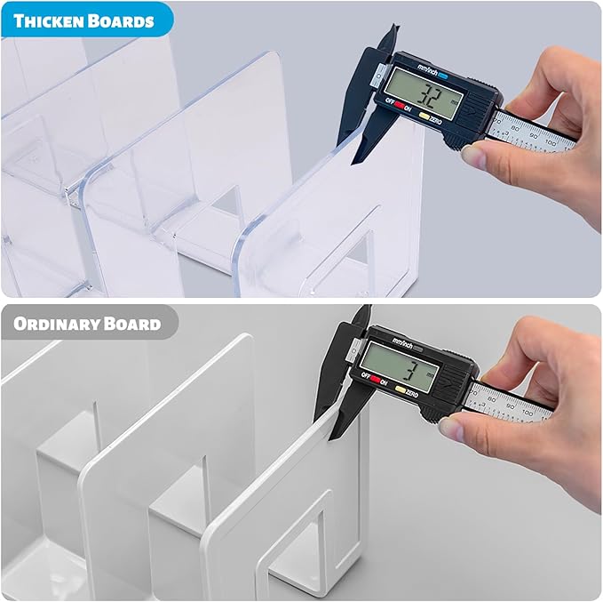 SAYEEC Acrylic File Sorter, Clear File Holder Acrylic Desk Organizer, Sturdy Desktop Files Organizer Files Folder Holder Rack for Envelopes Mail Letter Paper Notebook Electronics (4 Sections, 1 Pack)