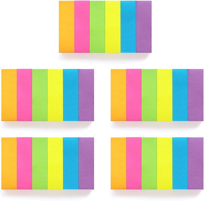 30 Pads 0.6x2 Inch Sticky Notes Flags Tabs Page Markers 6 Bright Color Sticky Index Tabs Page Flags 80 Sheet/Pad