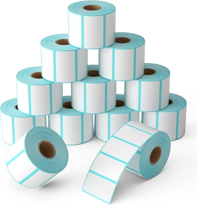 OausTect 2.25 x 1.25 Thermal Labels,12 Rolls Barcode Labels, Thermal Printer UPC Sticker, Self-Adhesive Address Sticker Shipping Labels Direct Thermal Label Stickers (1000 Labels/Roll)