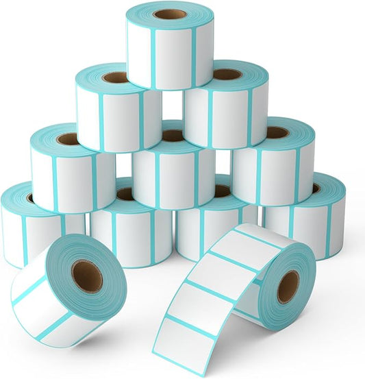 OausTect 2.25 x 1.25 Thermal Labels,12 Rolls Barcode Labels, Thermal Printer UPC Sticker, Self-Adhesive Address Sticker Shipping Labels Direct Thermal Label Stickers (1000 Labels/Roll)