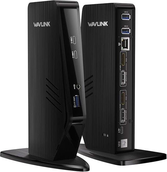 WAVLINK USB C Docking Station Dual Monitor, Dual 5K/4K@60Hz Displaylink Docking Station for M1/M2/M3/M4 Mac or Windows, 13-in-1 Laptop Dock with 2X HDMI, 2X DP, 130WPD, Gigabit Ethernet, 5X USB, Audio