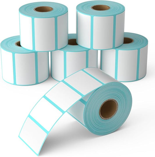OausTect Thermal Labels 2.25 x 1.25 Inches 6 Rolls Barcode Sticker White Shipping Labels Self-Adhsive Mailing Labels Compatible with Rollo/Zebra Thermal Label Printer (1000 Labels/Roll)