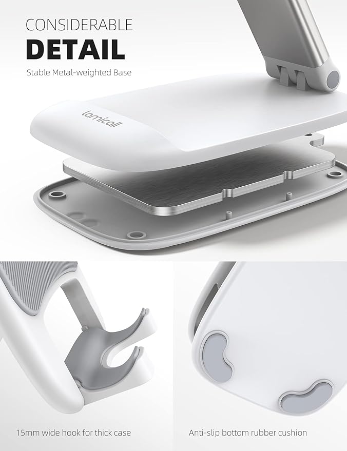 Lamicall White Cellphone Stand, Xmax Gift for Men Women Mother Father Girls Boys Coworkers, Desk Accessories, Telephone Stands, Workspace Organizersf, Gifts for Christmas