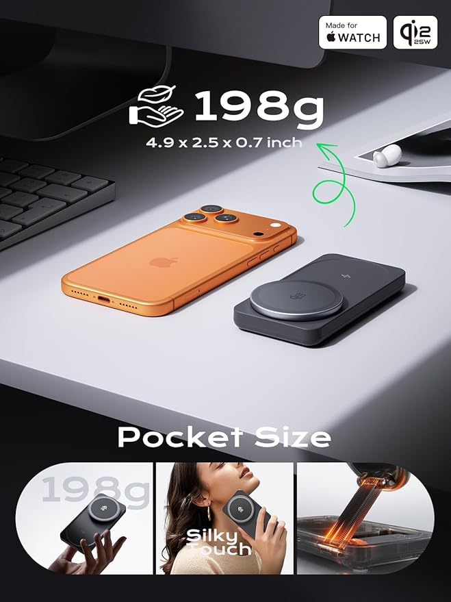 THREEKEY 3 in 1 iPhone 17 Charging Station,MagSafe Charger Compatible, Qi2 25W MFi Certified Wireless Charger Stand for iPhone 17/16/15/14/13/12, Apple Watch, AirPods(45W Adapter Included)