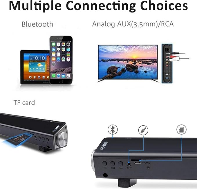 Computer Speakers for Desktop, Wired and Wireless Computer Sound Bar, Stereo USB Powered Mini Soundbar Speakers for PC Tablets Laptop Desktop Projector Cellphone