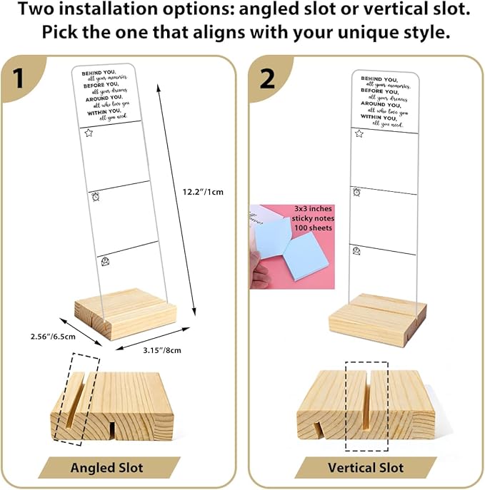 Monitor Memo Board with Removable Wooden Base Acrylic Portable Sticky Note Holder, Within You All You Need Sign Office Desk Desk Set Sticky Notes 100 Sheets