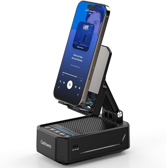 Cell Phone Stand with Instant Wireless Induction Bluetooth Speaker, No Bluetooth Pairing Needed, 1-Second Connection, HD Surround Sound, Practical Gifts for men, women, Dad, Mom, Hearing Impaired