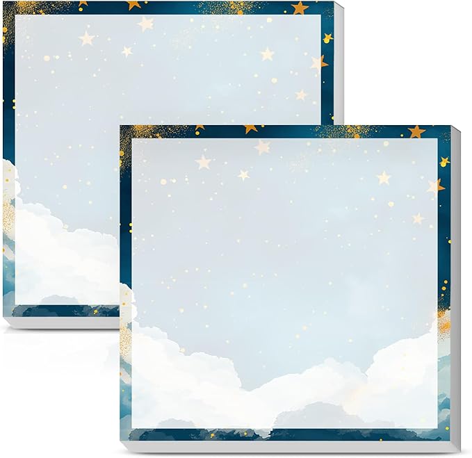 Sticky Notes 3x3 Inches, Cute Self-Stick Notes Bright Funny Sticky Note, Easy to Post for Home, Office, Notebook Cute Blue Sky Cloud
