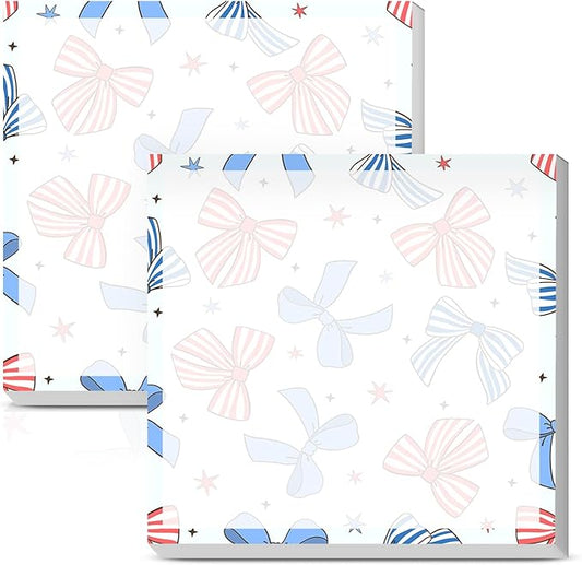Sticky Notes 3x3 Inches, Cute Self-Stick Notes Bright Funny Sticky Note, Easy to Post for Home, Office, Notebook Cute Blue Red Bow