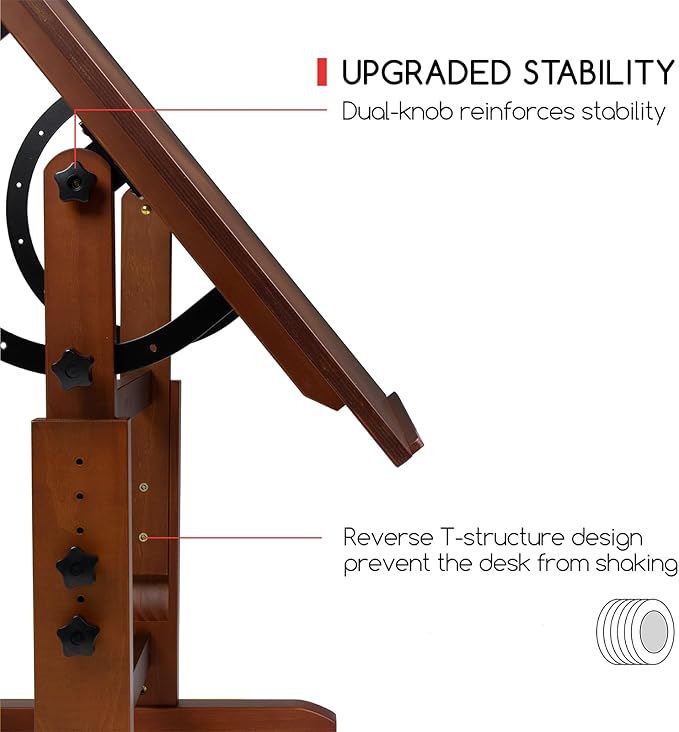 MEEDEN Extra-Large Wood Drafting Table: 42" x 30" Artist Drawing Desk - Height Adjustable Art Craft Table - Tilting Table for Adults Painting Reading Writing Sketching