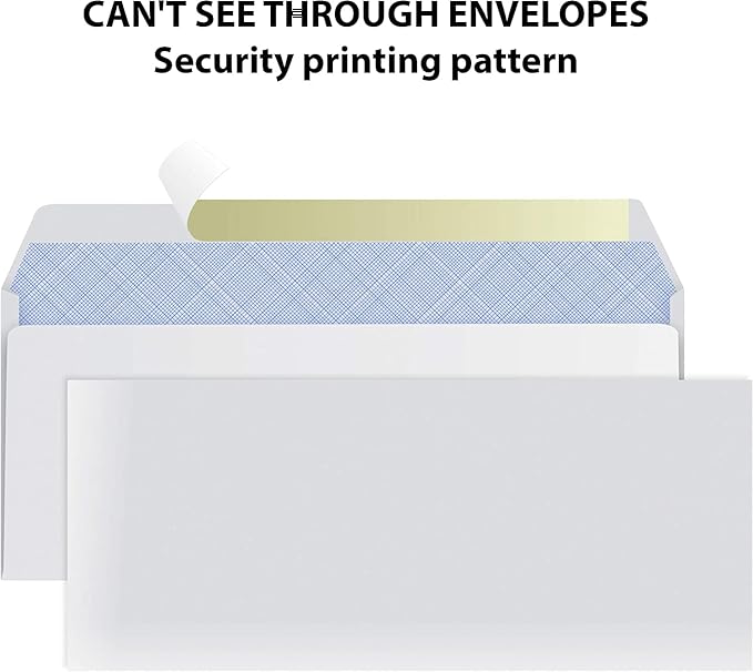 #10 Envelopes Letter Size Self Seal | 1,050 Business Mailing Security Peel and Sealing Envelope | 100% Tinted | no 10 White Windowless Legal Regular Plain Envelops Pack | 4-1/8 x 9-1/2 Inches | 24 LB