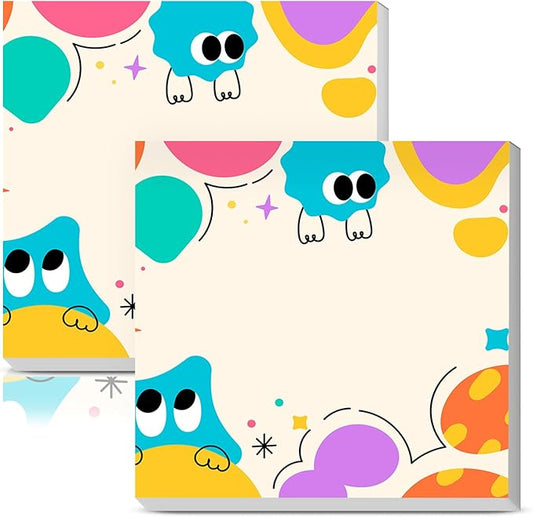 Sticky Notes 3x3 Inches, Cute Self-Stick Notes Bright Funny Sticky Note, Easy to Post for Home, Office, Notebook Cute Colorful Cartoon Pattern