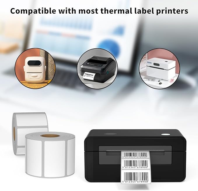 OausTect Thermal Labels 2.25 x 1.25 Barcode Labels Address Sticker, Self-Adhsive Shipping Labels, Compatible with Rollo/Zebra Thermal Label Printer (18 Rolls 1000 Labels/Roll)