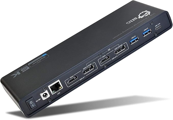 SIIG USB Type C 4K Dual Monitor Docking Station - Dual 4K@60HZ or Single 5K@60Hz Video Laptop Dock - Thunderbolt 3 Compatible (2 HDMI, 2 DisplayPort Outputs, Gigabit Ethernet, 6 USB 3.0 Ports)