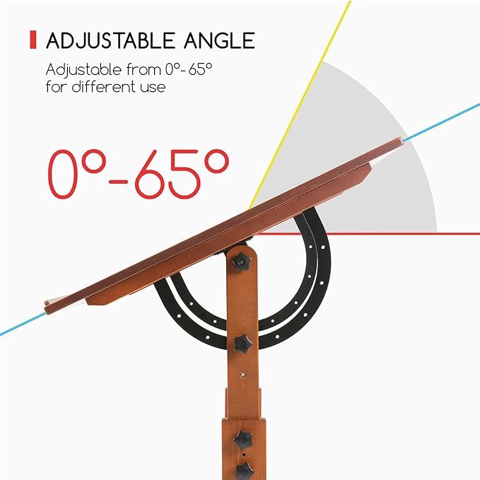 MEEDEN Extra-Large Wood Drafting Table: 42" x 30" Artist Drawing Desk - Height Adjustable Art Craft Table - Tilting Table for Adults Painting Reading Writing Sketching